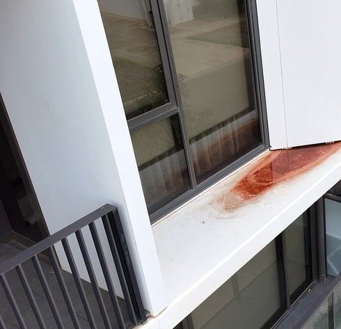 Staining on a slab edge, photographed by drone