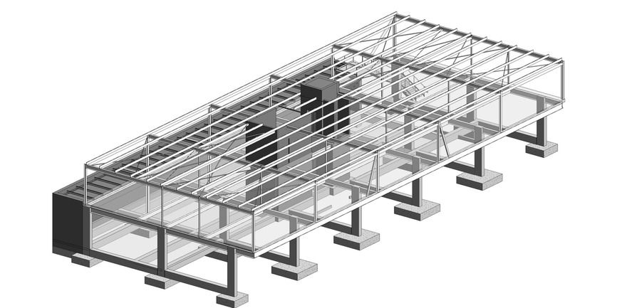 Revit model, ground floor columns and footings
